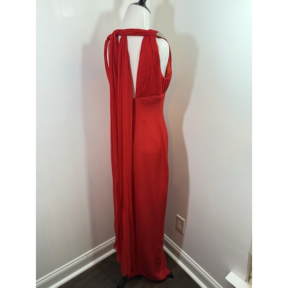 Vintage Dress Size 8 100% Silk Red Embellished Prom Dress Maxi Evening Gown - Picture 5 of 16
